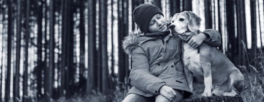 Casey with his dog on a walk