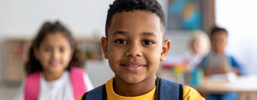 children smiling at school