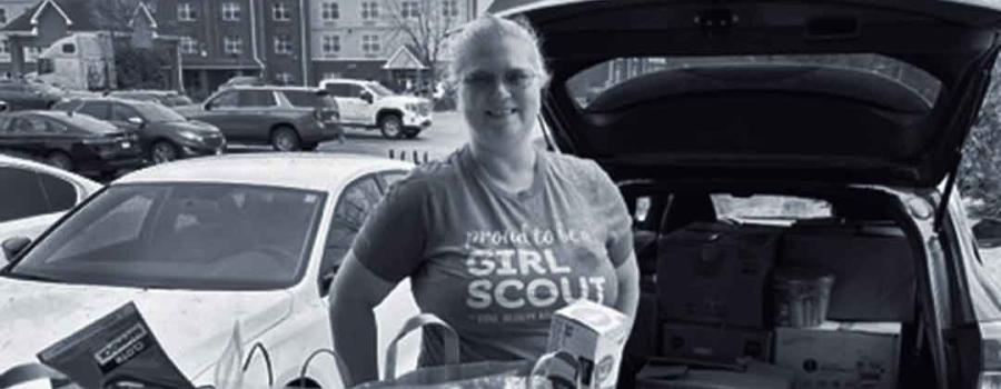 Tory delivering hundreds of Summer Boredom kit items to Nexus-Kindred Family Healing.
