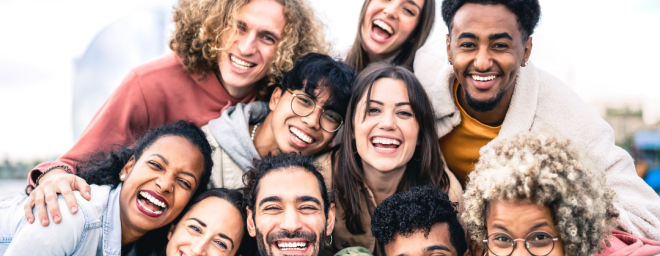 A group of friends hanging out and taking a photo together