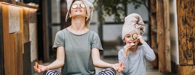 Picture of a mother and child relaxing.