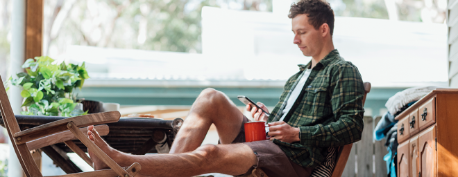 Man scrolling on social media 