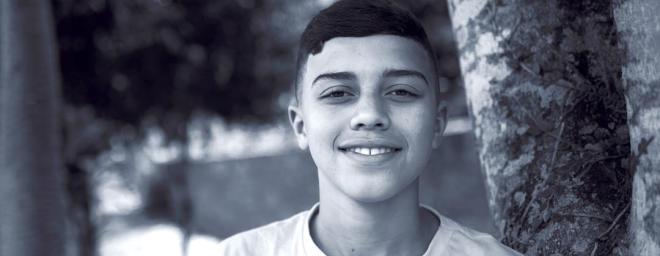 Teenage boy smiling
