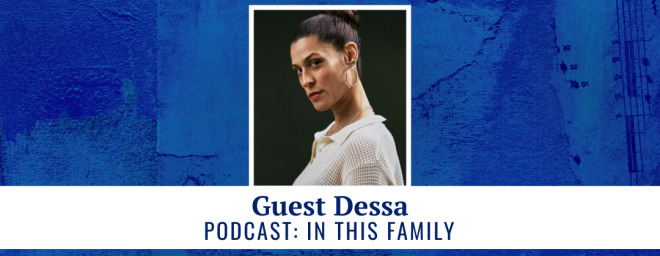 Photo of Dessa with the test: Guest Dessa, Podcast: In This Family