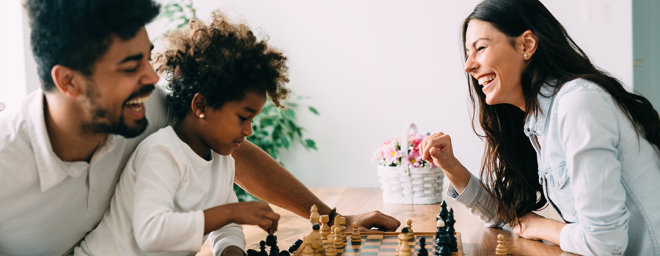 Family playing a game