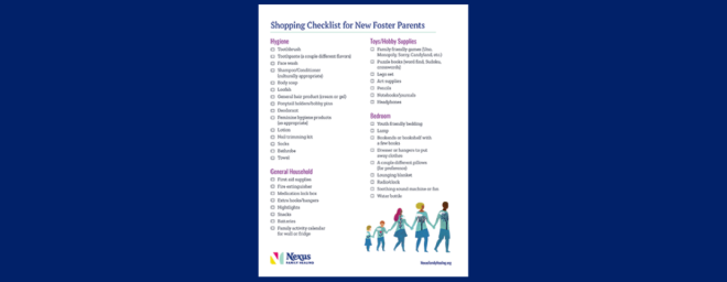 Foster Care Shopping List