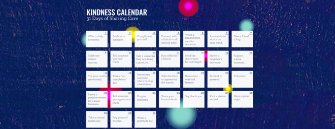 31-Day Kindness Calendar