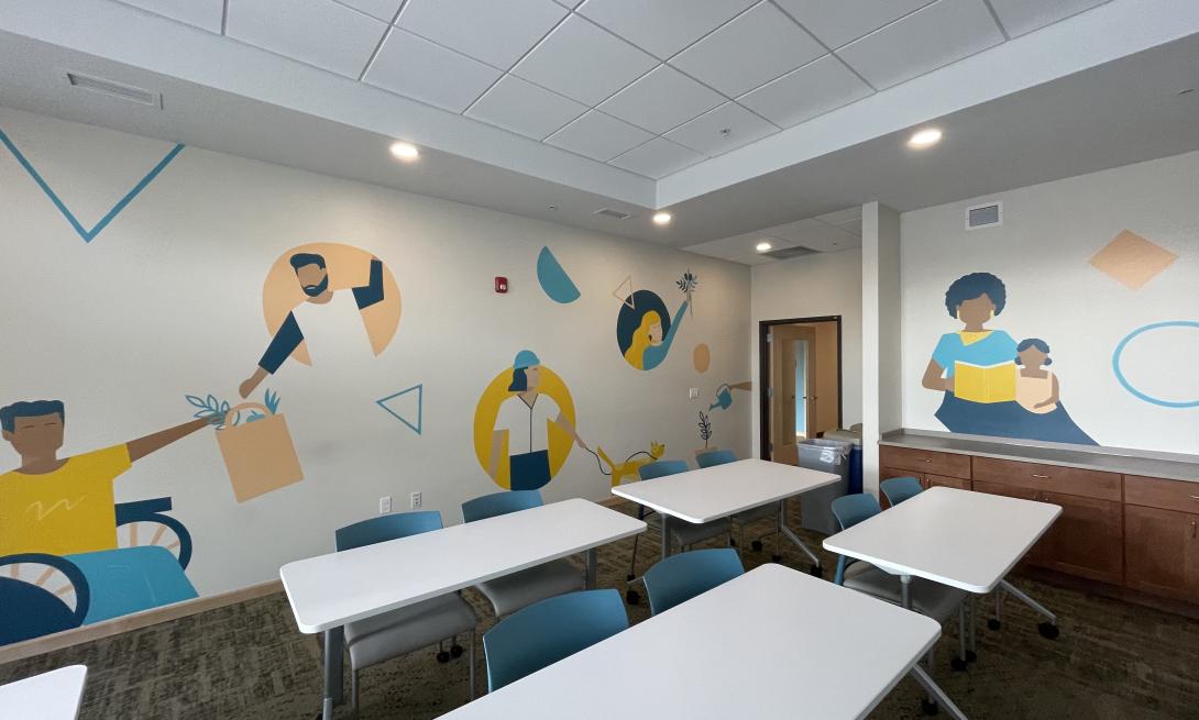 The conference room at SERCC where we hold staff meetings and trainings, and a space available for community partners to use.