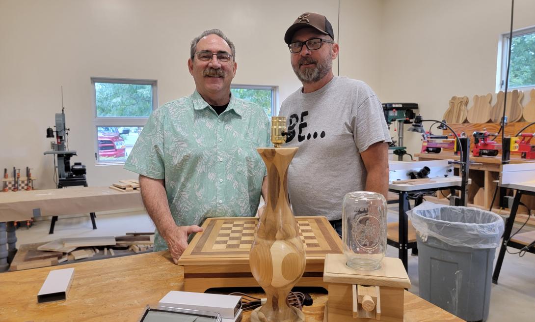 Instructors Bill Chivers and Bill Gullquist showcase youth masterpieces.
