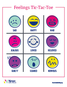 Feelings Tic Tac Toe board
