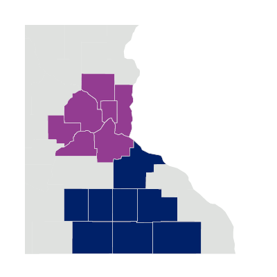 Map of Twin Cities Metro Counties and Southern Minnesota Counties