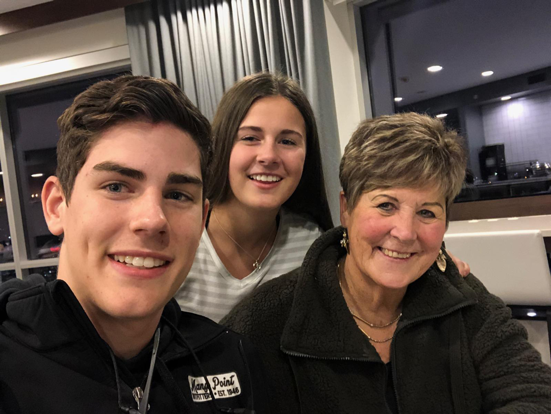 Sharon with two of her grandkids making a day of their giving activities