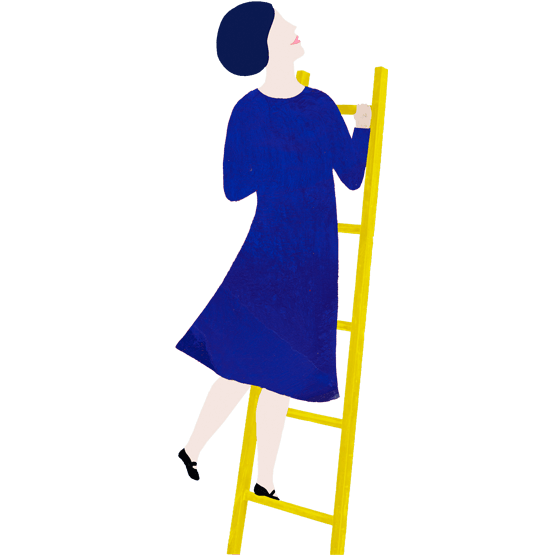 Illustration of a woman climbing a ladder