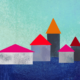 Illustration of buildings on a hill