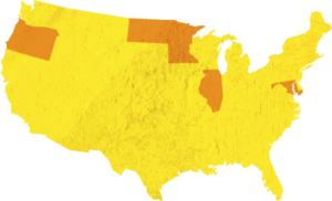 US Map highlighting Nexus states