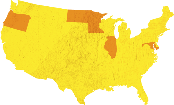 US Map highlighting Nexus states