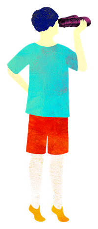 illustration of person using binoculars