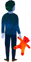 Child holding bear