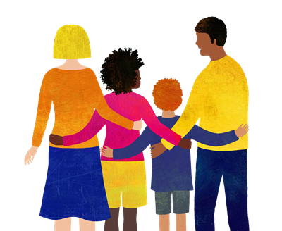 Multiracial family illustration holding hands