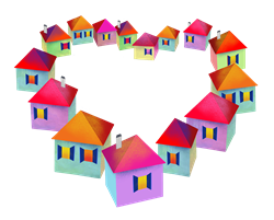 Group of home in shape of heart