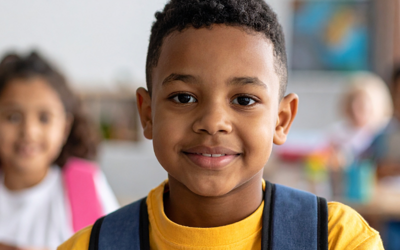 children smiling at school