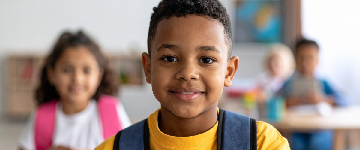 children smiling at school