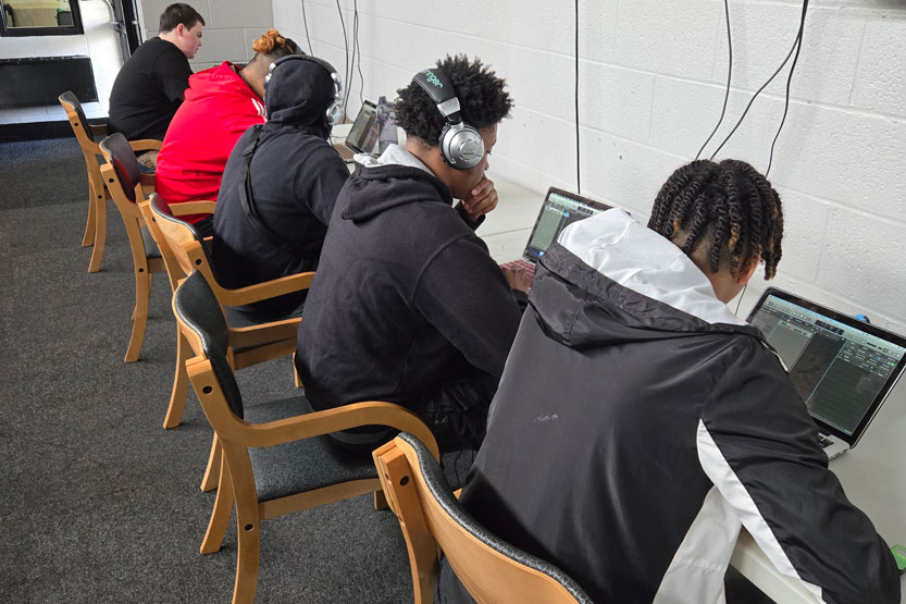 Students working on computers